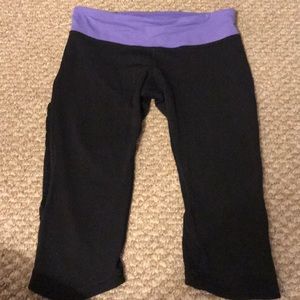 lululemon Black and Purple Capri Workout Pants